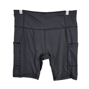 Womens Baleaf Black Hi Waist Athletic Shorts Side Pockets 9" Inseam Size L